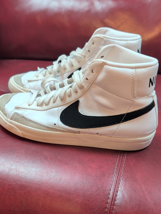 Nike Other - Nike Blazer Mid White Leather Sneakers with Black Swoosh 10.5 Men's